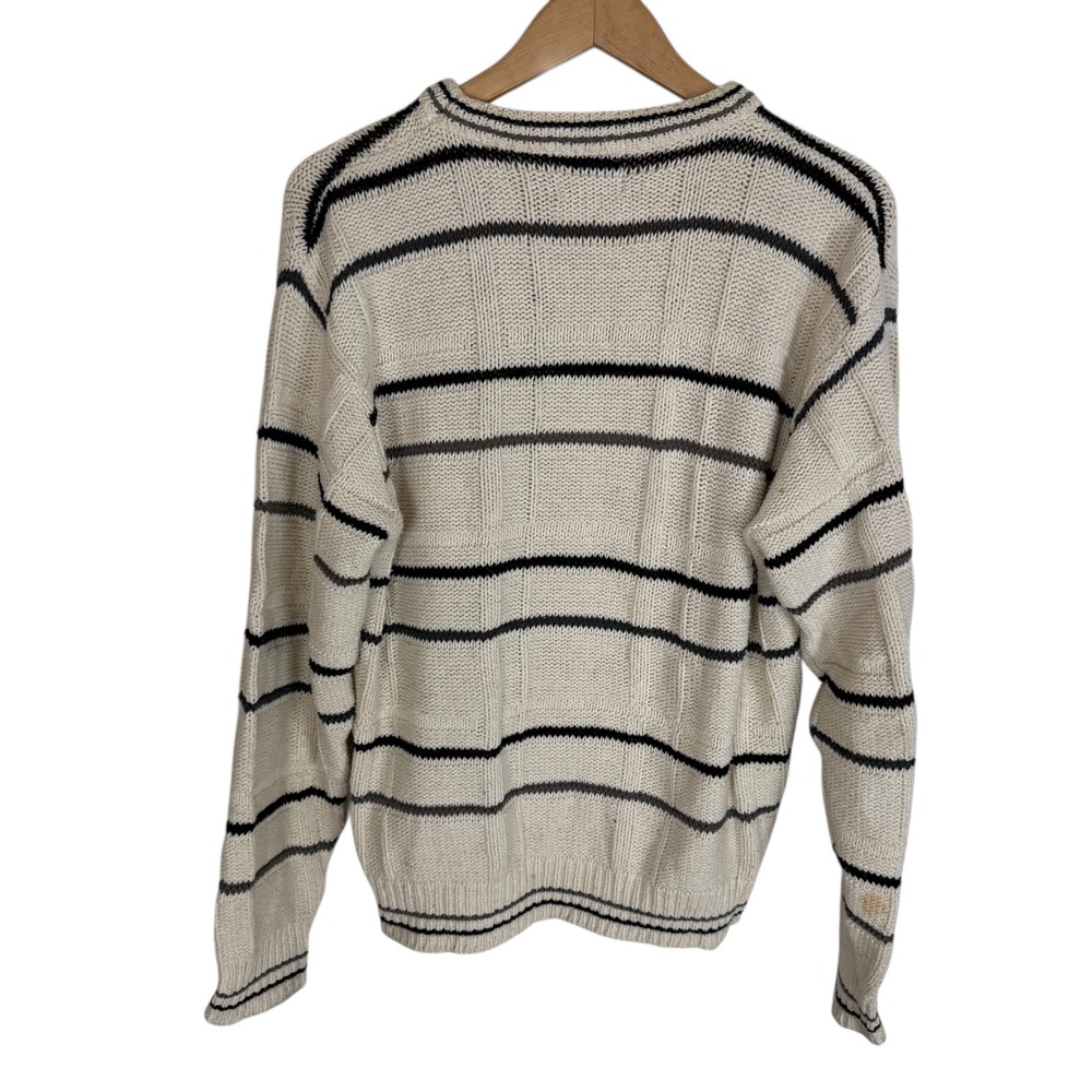 Vintage Crusader Reef Mens Medium Striped Textured Cotton Crewneck Sweater USA - Picture 2 of 8